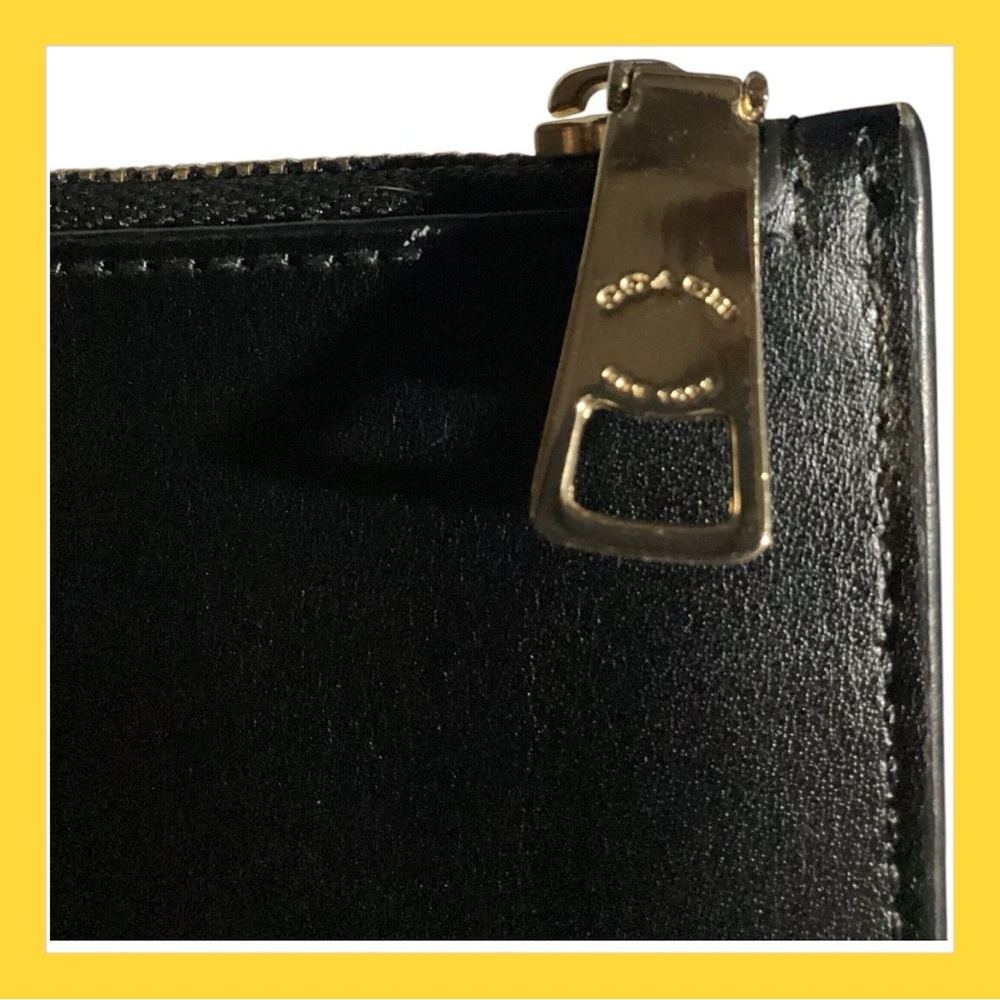 Coach Envelope 9” Clutch Leather Purse Accessory W/ Zip Zipper Black - Picture 8 of 9